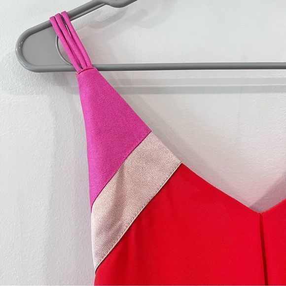 Lulus Bright On Coral Orange Pink Color Block Swing Dress MEDIUM - Picture 6 of 12